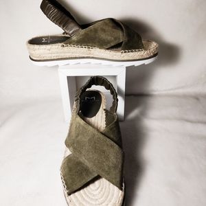 Green suede sandals